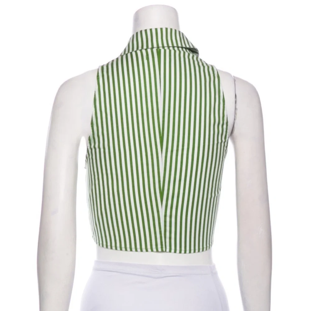 Reformation Green and White Striped Crop Top - Picture 3 of 5